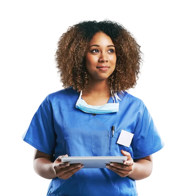 healthcare, nurse and black woman smiling